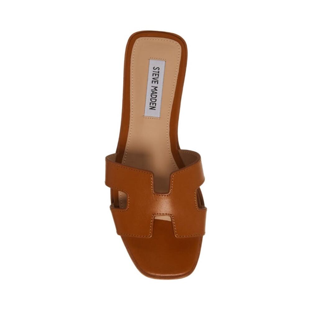 Steve Madden Women's Hadyn Slide Sandals Slip-On Cognac Lea Size 7.5 NWB - Picture 2 of 14